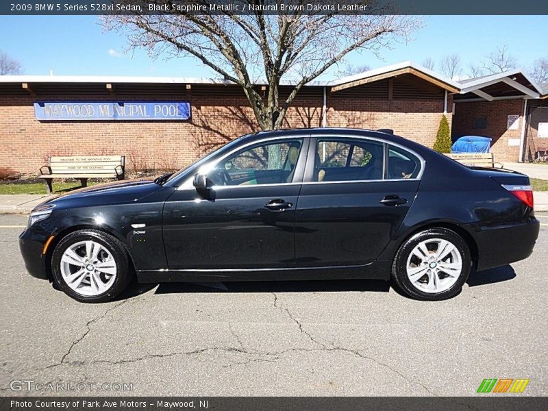Black Sapphire Metallic / Natural Brown Dakota Leather 2009 BMW 5 Series 528xi Sedan