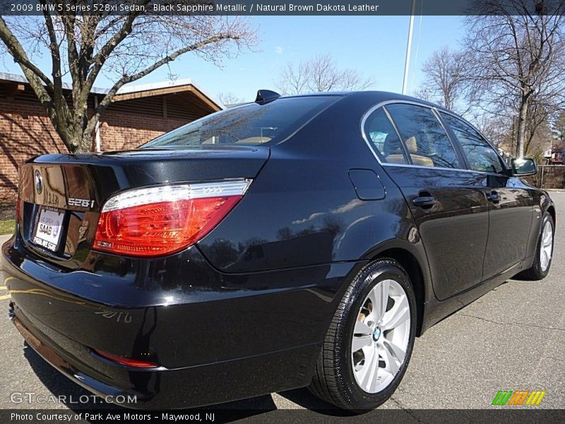 Black Sapphire Metallic / Natural Brown Dakota Leather 2009 BMW 5 Series 528xi Sedan