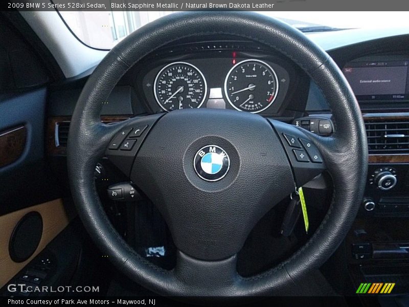 Black Sapphire Metallic / Natural Brown Dakota Leather 2009 BMW 5 Series 528xi Sedan