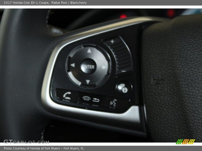 Rallye Red / Black/Ivory 2017 Honda Civic EX-L Coupe