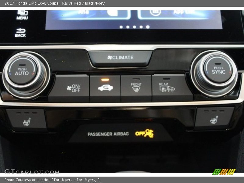 Rallye Red / Black/Ivory 2017 Honda Civic EX-L Coupe