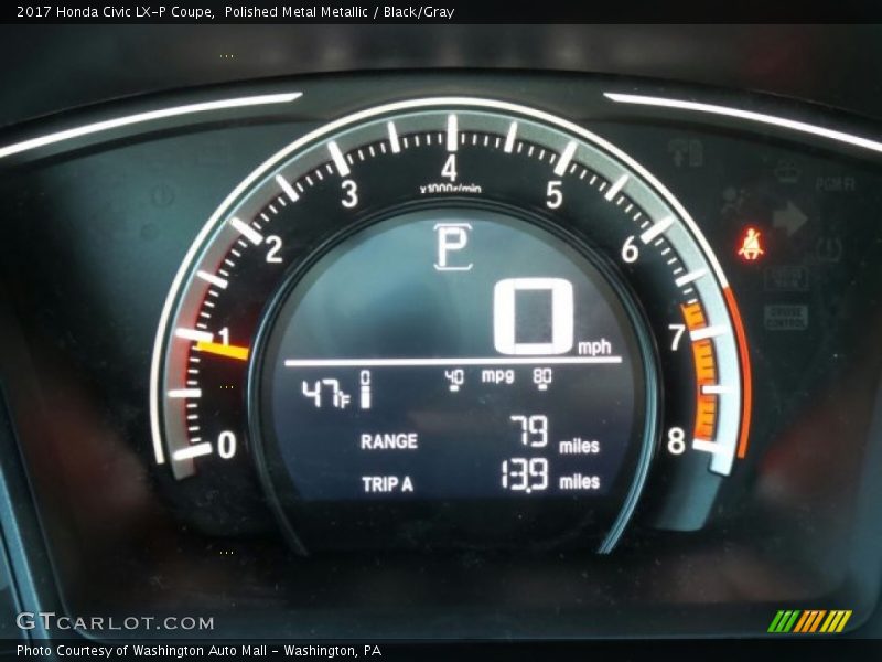 Polished Metal Metallic / Black/Gray 2017 Honda Civic LX-P Coupe