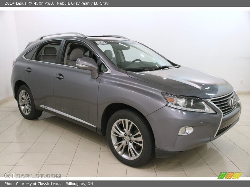 Nebula Gray Pearl / Lt. Gray 2014 Lexus RX 450h AWD