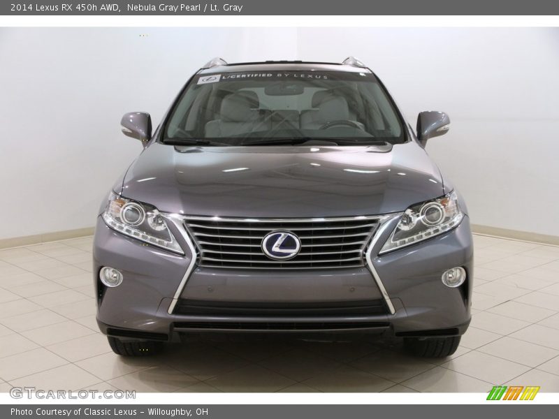 Nebula Gray Pearl / Lt. Gray 2014 Lexus RX 450h AWD