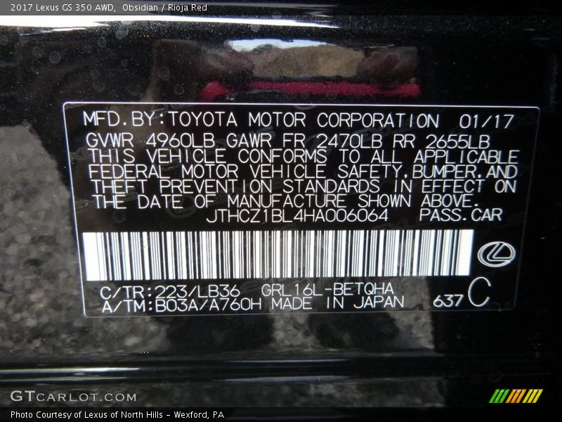 Obsidian / Rioja Red 2017 Lexus GS 350 AWD