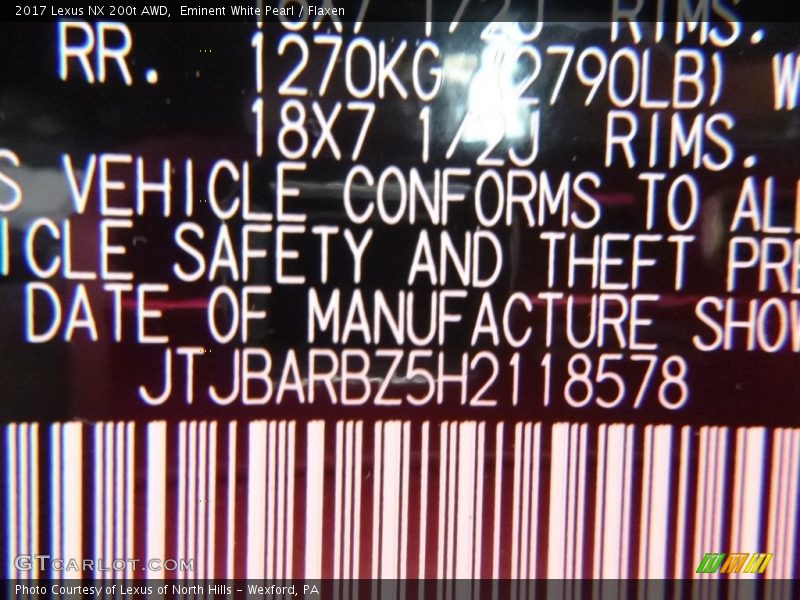 Eminent White Pearl / Flaxen 2017 Lexus NX 200t AWD