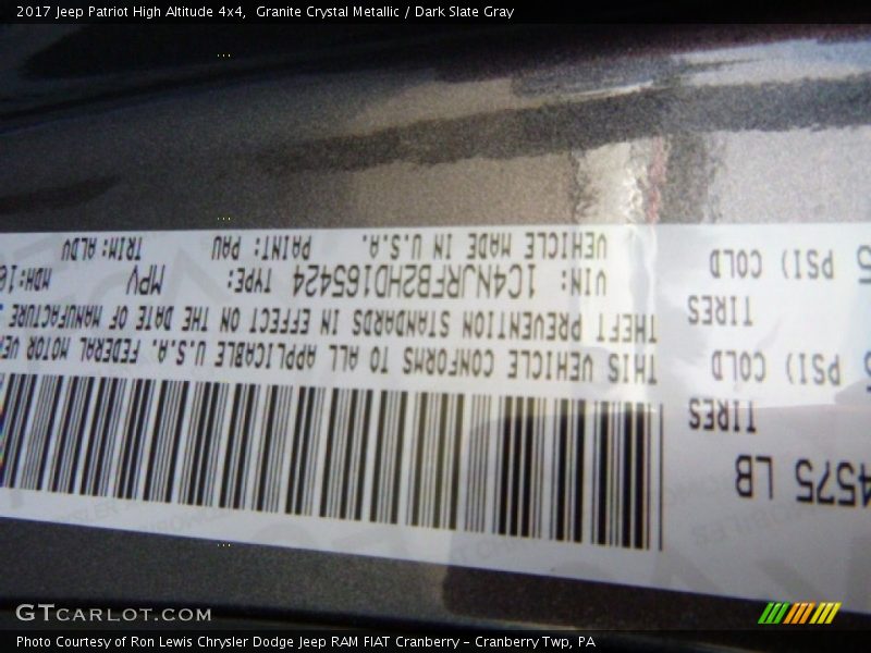 Granite Crystal Metallic / Dark Slate Gray 2017 Jeep Patriot High Altitude 4x4