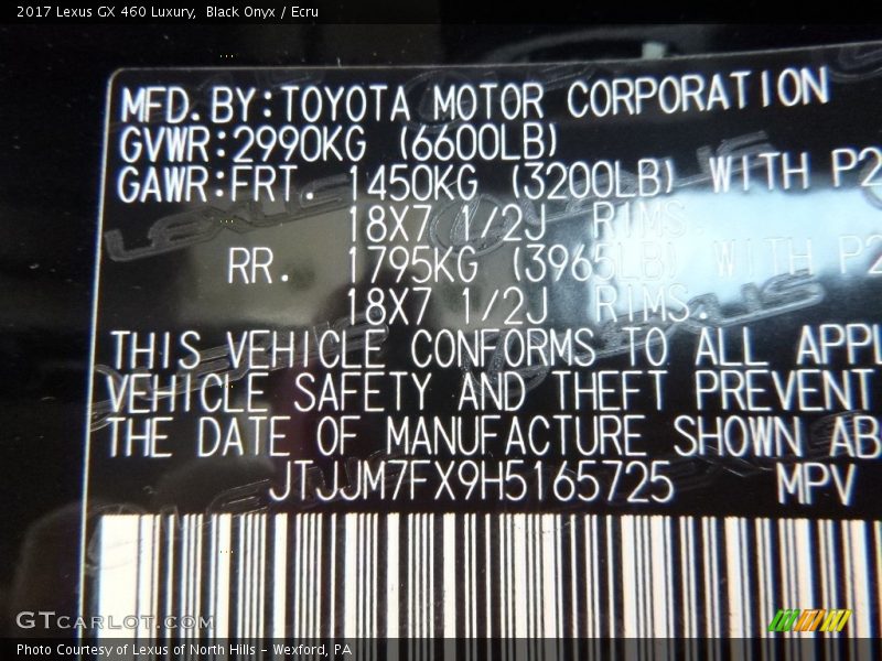 Black Onyx / Ecru 2017 Lexus GX 460 Luxury