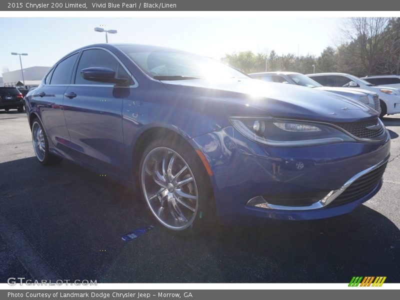 Vivid Blue Pearl / Black/Linen 2015 Chrysler 200 Limited