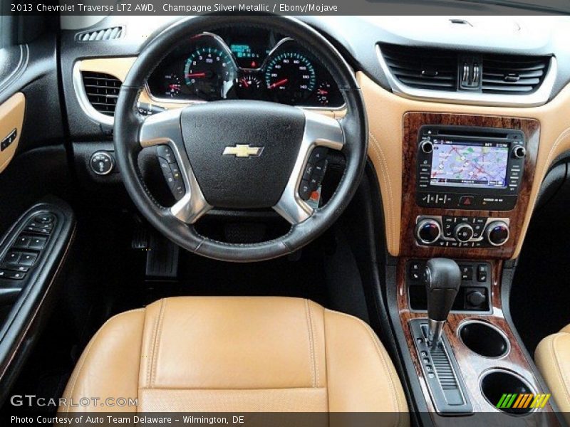 Champagne Silver Metallic / Ebony/Mojave 2013 Chevrolet Traverse LTZ AWD