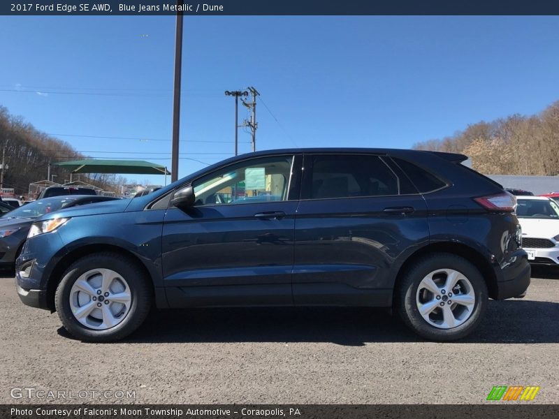 Blue Jeans Metallic / Dune 2017 Ford Edge SE AWD