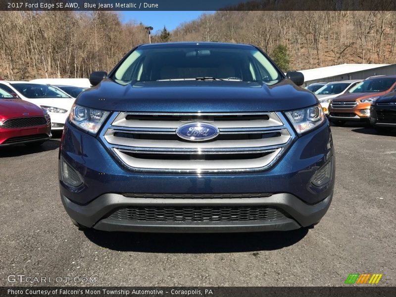 Blue Jeans Metallic / Dune 2017 Ford Edge SE AWD