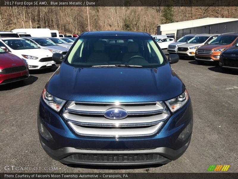 Blue Jeans Metallic / Dune 2017 Ford Edge SE AWD