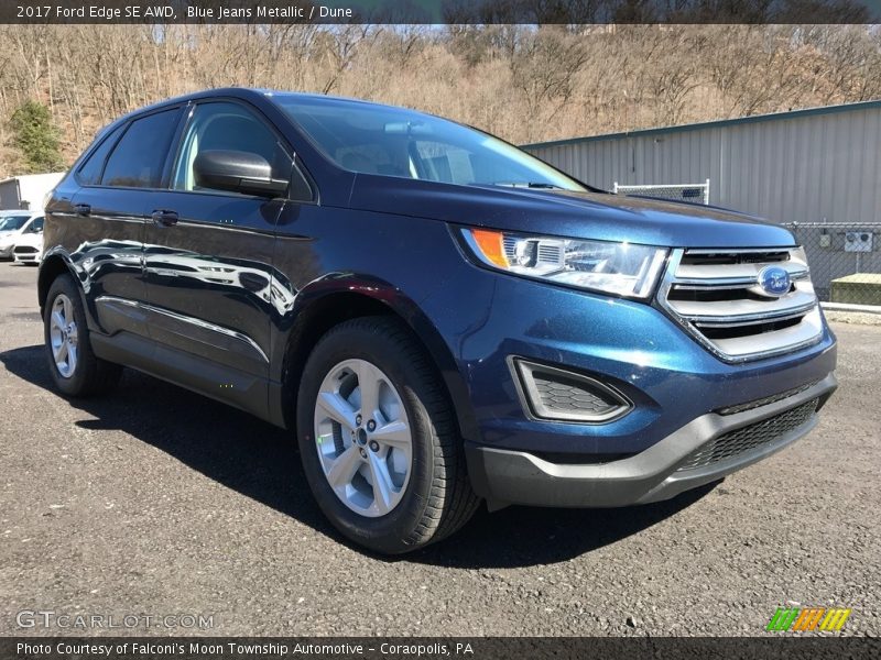 Blue Jeans Metallic / Dune 2017 Ford Edge SE AWD