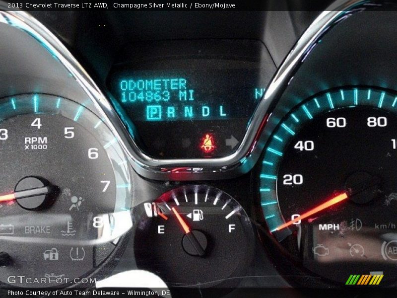 Champagne Silver Metallic / Ebony/Mojave 2013 Chevrolet Traverse LTZ AWD