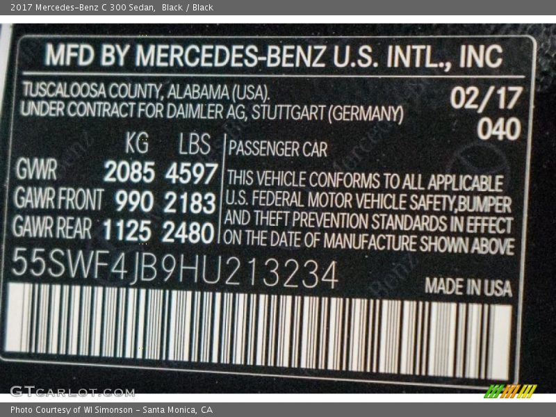 Black / Black 2017 Mercedes-Benz C 300 Sedan