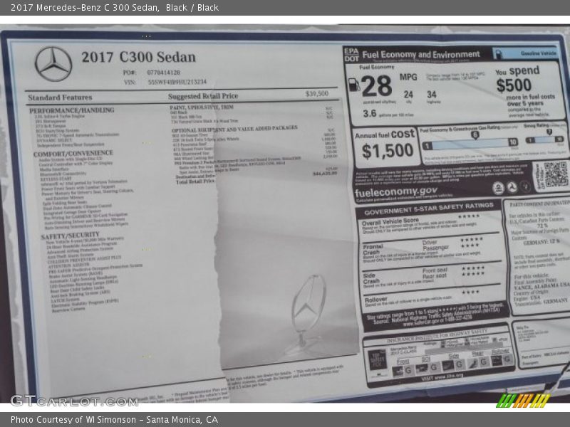 Black / Black 2017 Mercedes-Benz C 300 Sedan