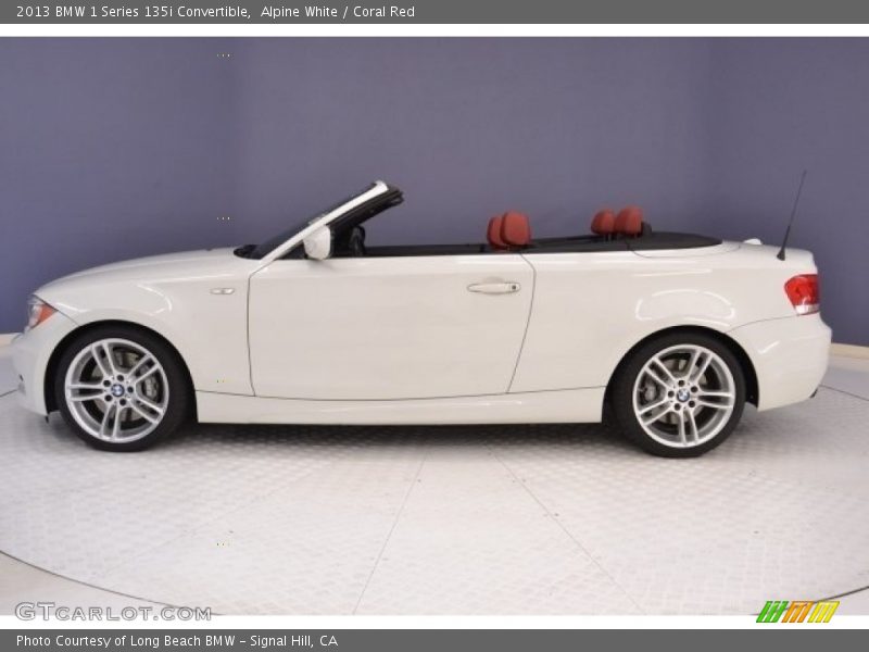 Alpine White / Coral Red 2013 BMW 1 Series 135i Convertible