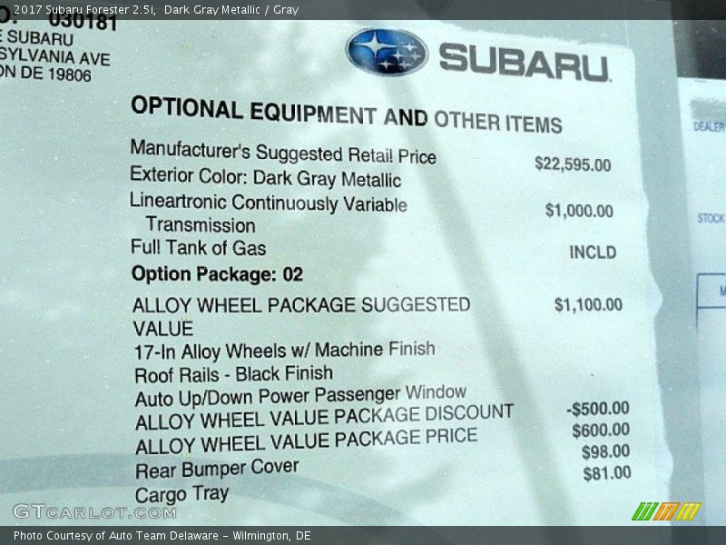 Dark Gray Metallic / Gray 2017 Subaru Forester 2.5i
