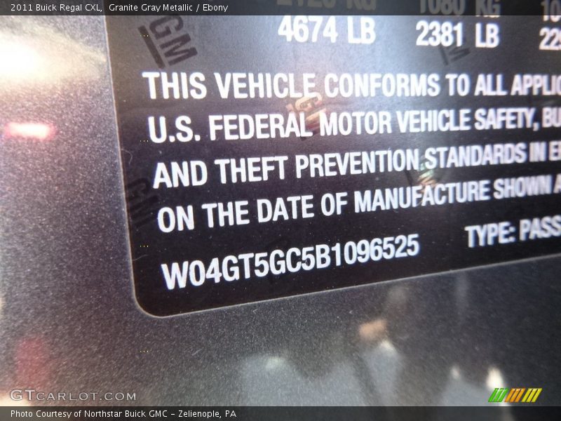 Granite Gray Metallic / Ebony 2011 Buick Regal CXL
