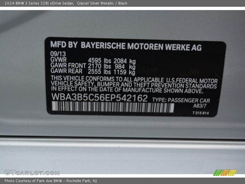 Glacier Silver Metallic / Black 2014 BMW 3 Series 328i xDrive Sedan