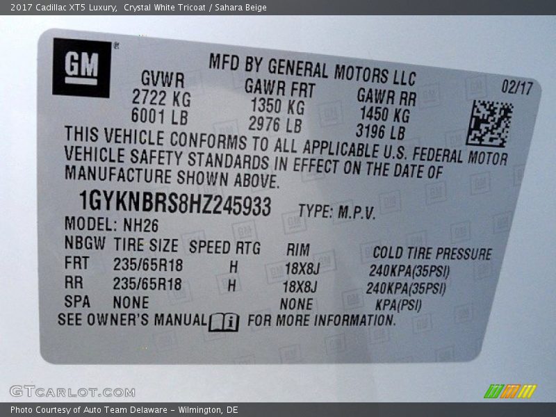 Crystal White Tricoat / Sahara Beige 2017 Cadillac XT5 Luxury