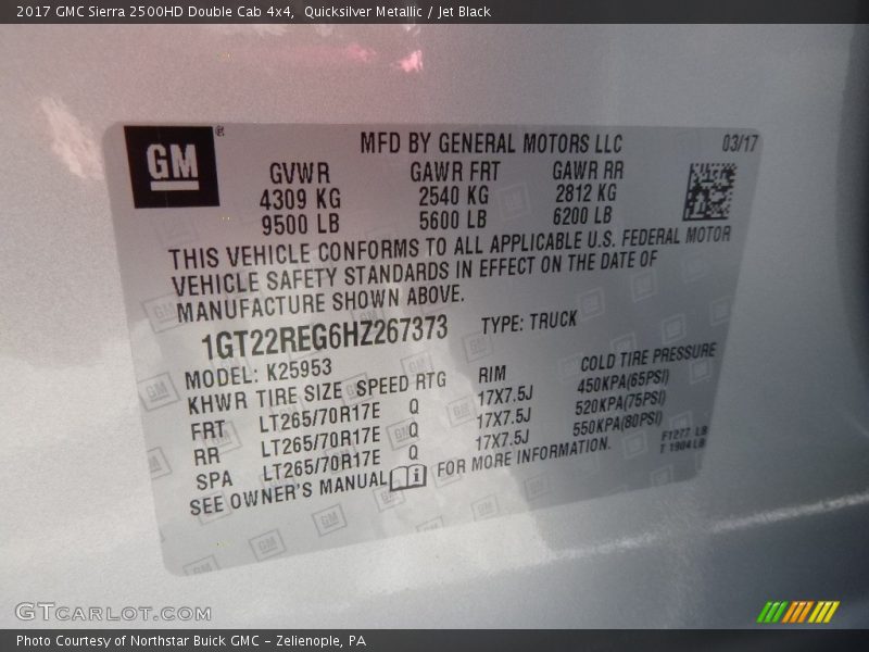 Quicksilver Metallic / Jet Black 2017 GMC Sierra 2500HD Double Cab 4x4