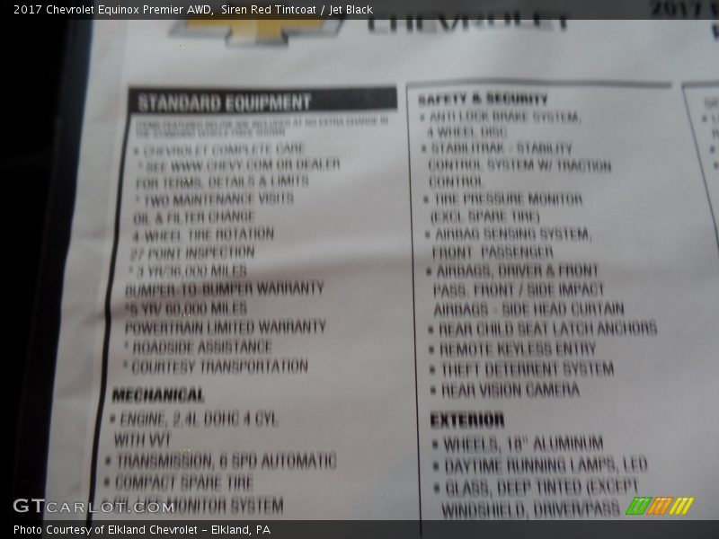 Siren Red Tintcoat / Jet Black 2017 Chevrolet Equinox Premier AWD