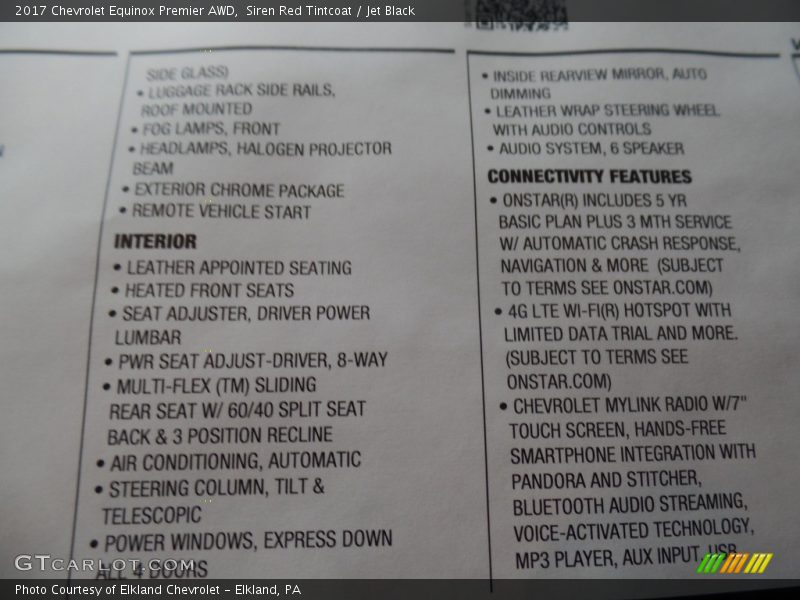 Siren Red Tintcoat / Jet Black 2017 Chevrolet Equinox Premier AWD