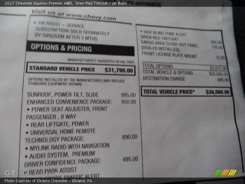 Siren Red Tintcoat / Jet Black 2017 Chevrolet Equinox Premier AWD