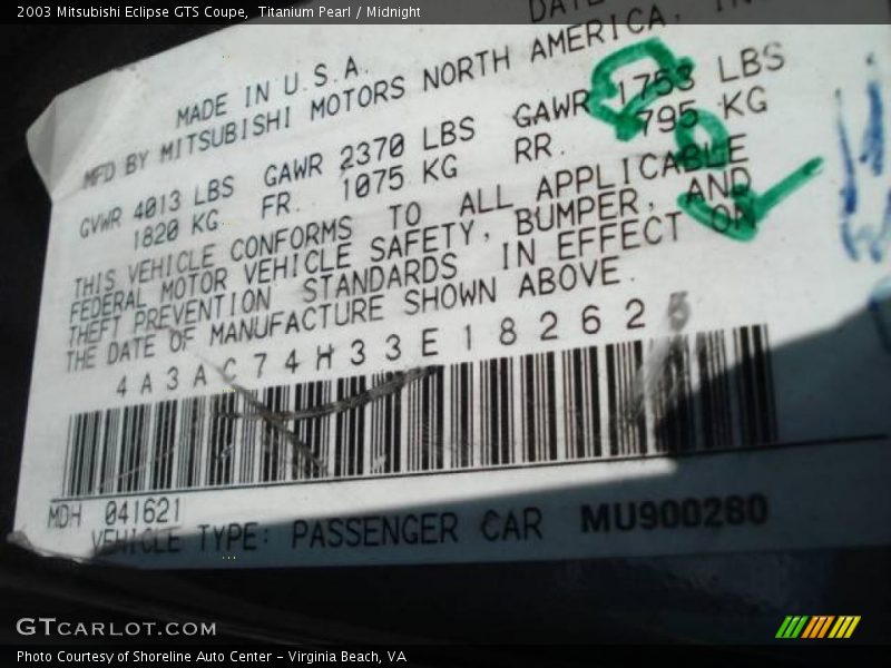 Titanium Pearl / Midnight 2003 Mitsubishi Eclipse GTS Coupe
