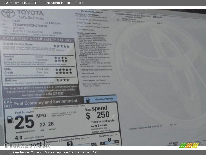 Electric Storm Metallic / Black 2017 Toyota RAV4 LE