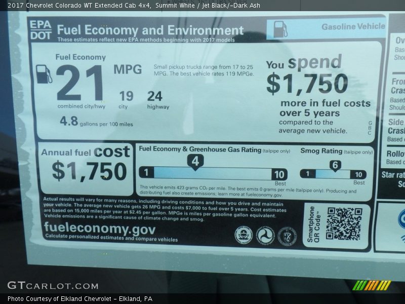 Summit White / Jet Black/­Dark Ash 2017 Chevrolet Colorado WT Extended Cab 4x4