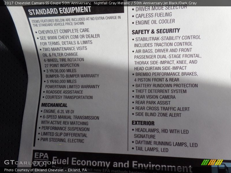 Nightfall Gray Metallic / 50th Anniversary Jet Black/Dark Gray 2017 Chevrolet Camaro SS Coupe 50th Anniversary