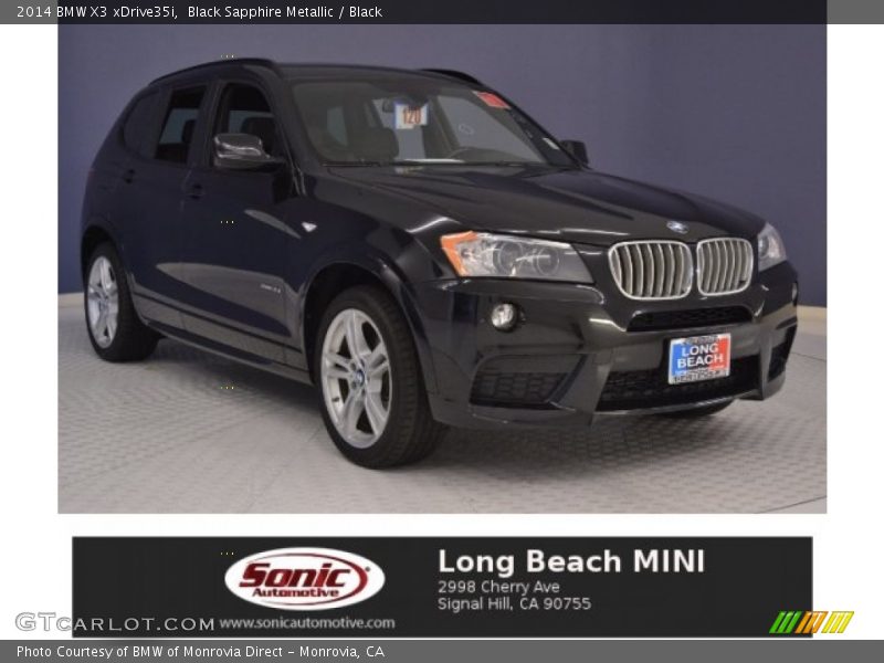 Black Sapphire Metallic / Black 2014 BMW X3 xDrive35i