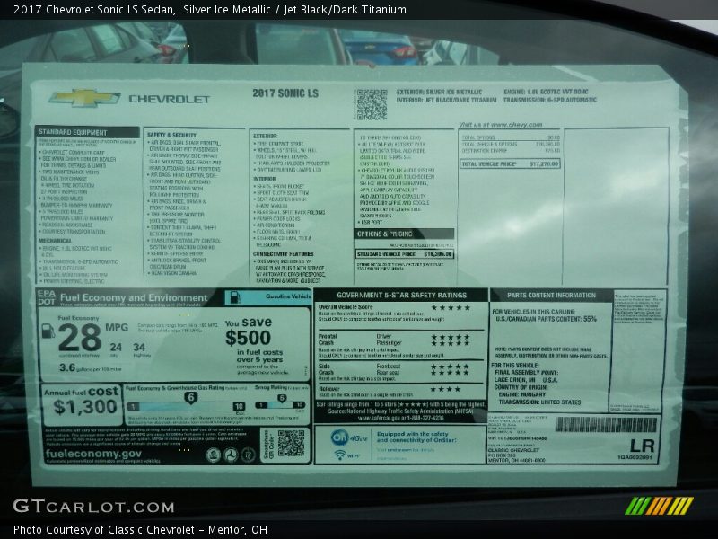  2017 Sonic LS Sedan Window Sticker