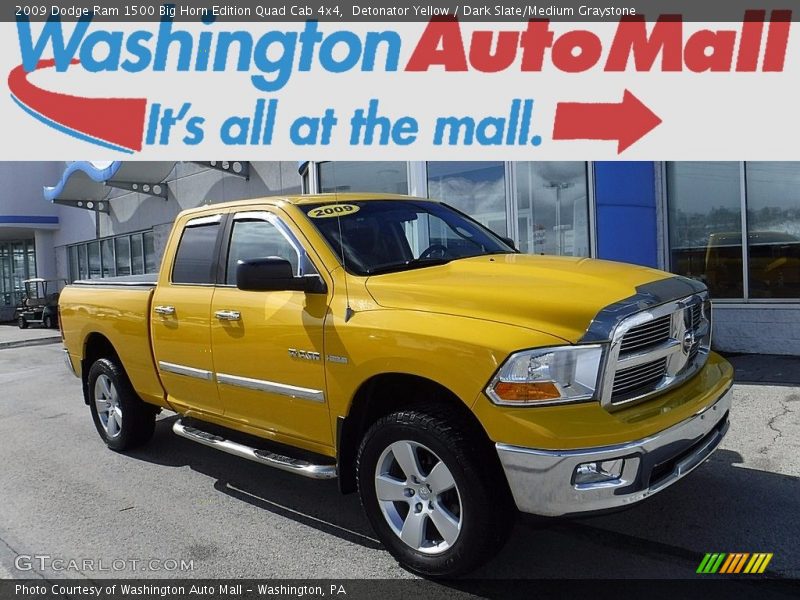 Detonator Yellow / Dark Slate/Medium Graystone 2009 Dodge Ram 1500 Big Horn Edition Quad Cab 4x4