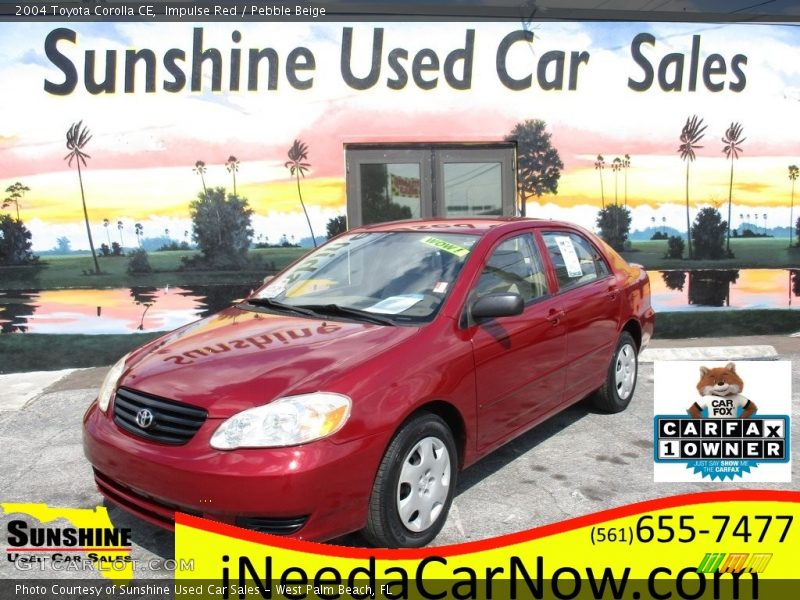 Impulse Red / Pebble Beige 2004 Toyota Corolla CE