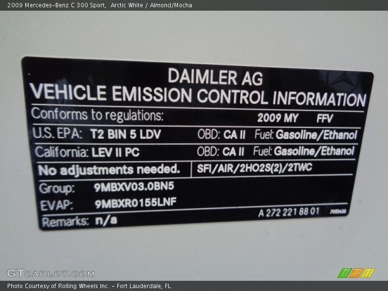 Arctic White / Almond/Mocha 2009 Mercedes-Benz C 300 Sport