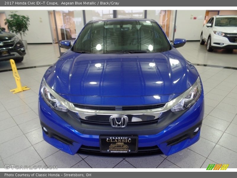 Aegean Blue Metallic / Black/Gray 2017 Honda Civic EX-T Coupe