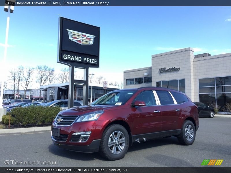 Siren Red Tintcoat / Ebony 2017 Chevrolet Traverse LT AWD