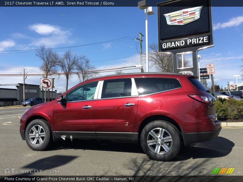 Siren Red Tintcoat / Ebony 2017 Chevrolet Traverse LT AWD