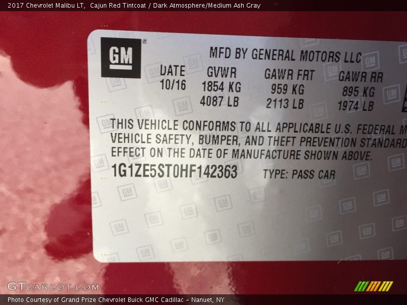 Cajun Red Tintcoat / Dark Atmosphere/Medium Ash Gray 2017 Chevrolet Malibu LT