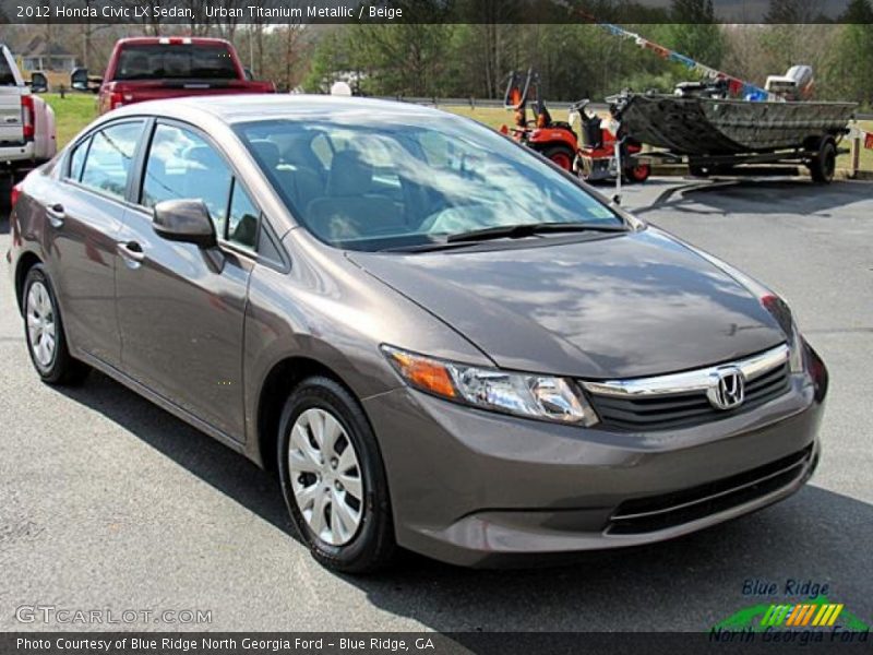 Urban Titanium Metallic / Beige 2012 Honda Civic LX Sedan