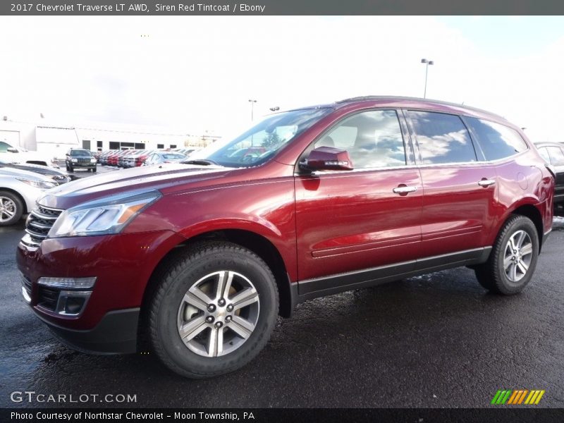 Siren Red Tintcoat / Ebony 2017 Chevrolet Traverse LT AWD