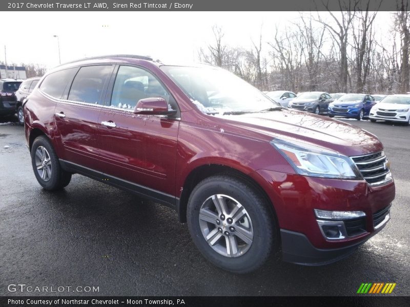 Siren Red Tintcoat / Ebony 2017 Chevrolet Traverse LT AWD
