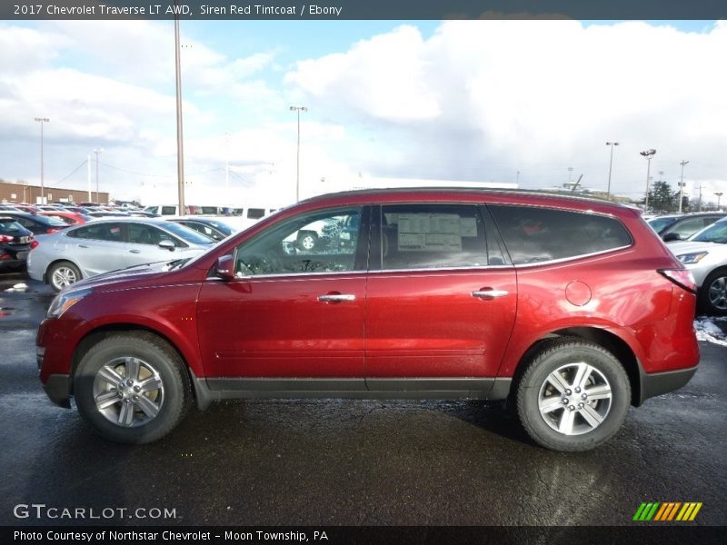 Siren Red Tintcoat / Ebony 2017 Chevrolet Traverse LT AWD