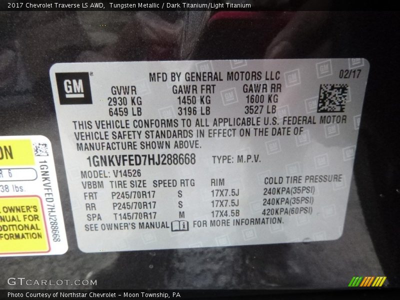 Tungsten Metallic / Dark Titanium/Light Titanium 2017 Chevrolet Traverse LS AWD