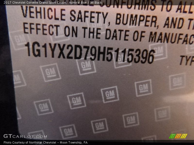Admiral Blue / Jet Black 2017 Chevrolet Corvette Grand Sport Coupe