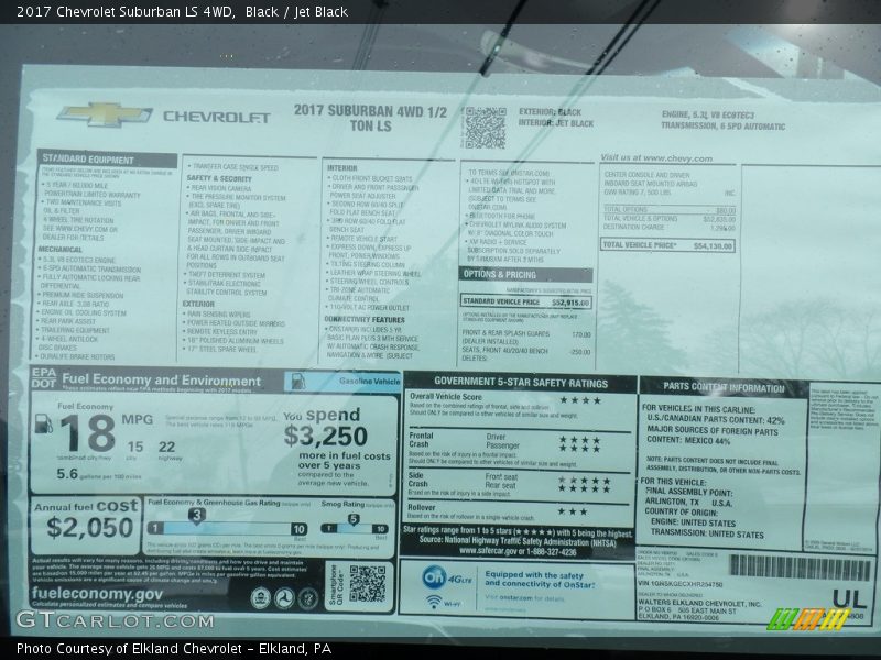 Black / Jet Black 2017 Chevrolet Suburban LS 4WD